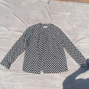 Banana Republic Black Polka Dot Blouse Size M